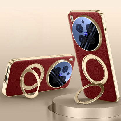 Rotating Ring Leather Case with MagSafe