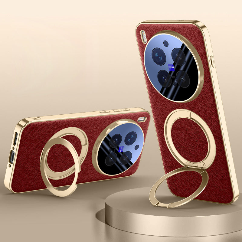 Rotating Ring Leather Case with MagSafe