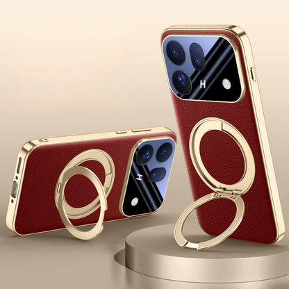 Rotating Ring Leather Case with MagSafe