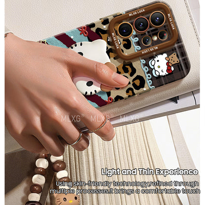 Leopard Print Kitty Liquid Silicone Lanyard Case