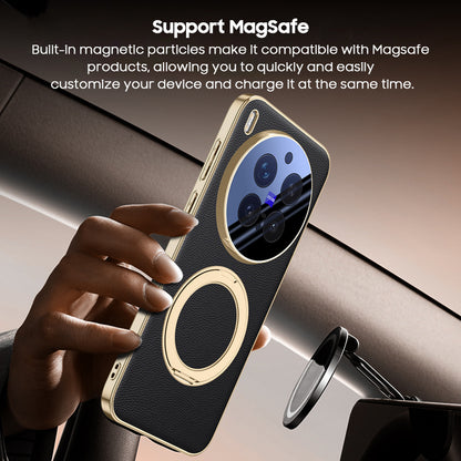 Rotating Ring Leather Case with MagSafe