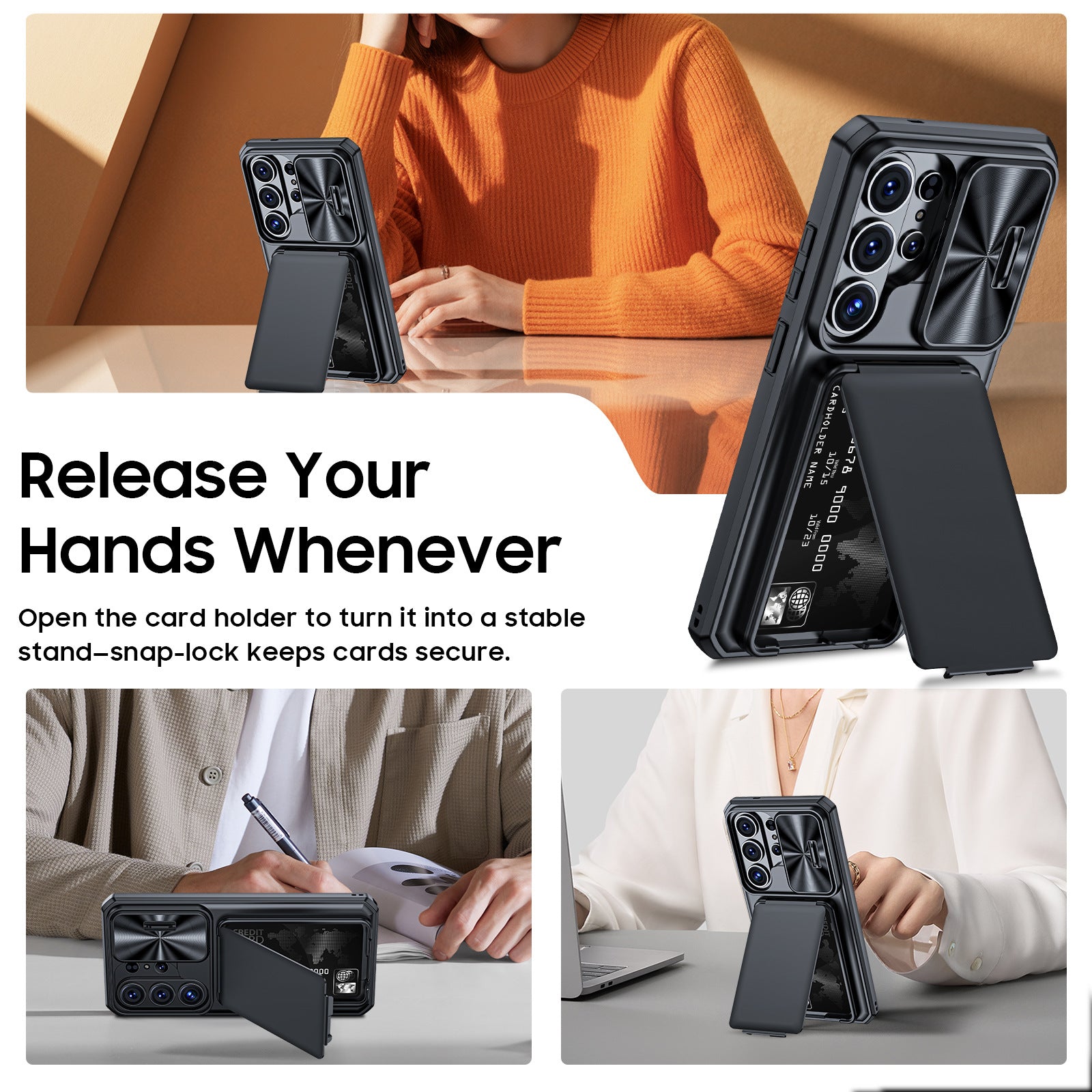 Sliding Window Lens Protective Card Holder Case