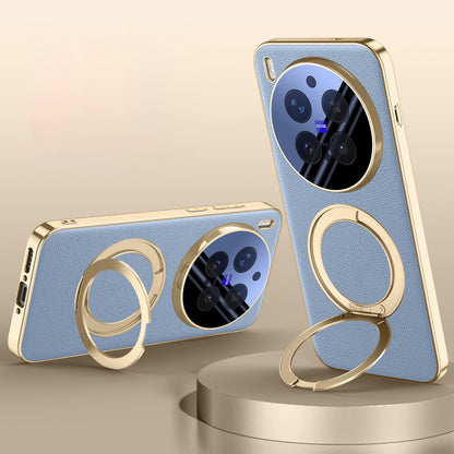 Rotating Ring Leather Case with MagSafe