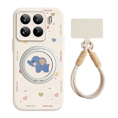 Baby Elephant Liquid Silicone Lanyard Case with Bracket