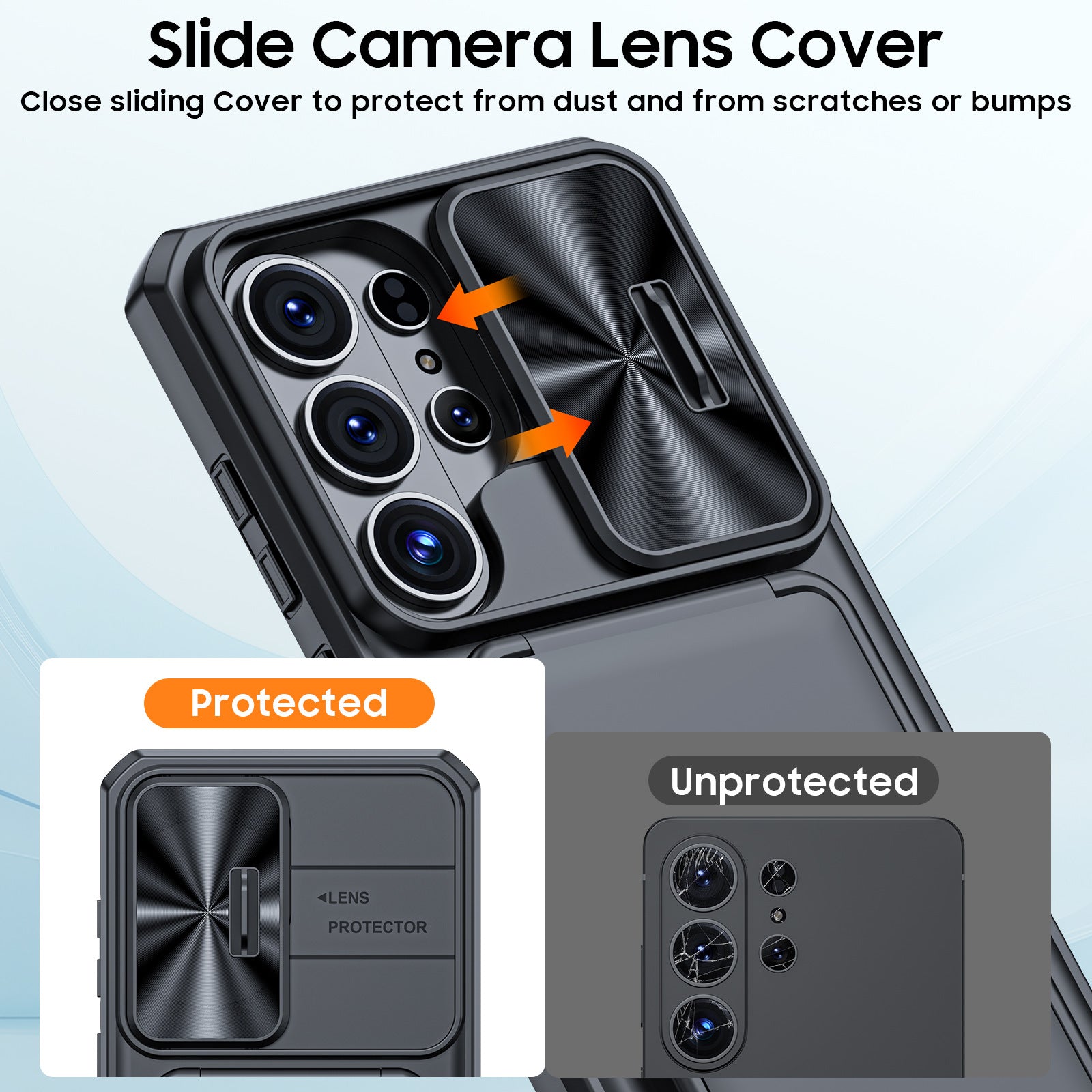 Sliding Window Lens Protective Card Holder Case