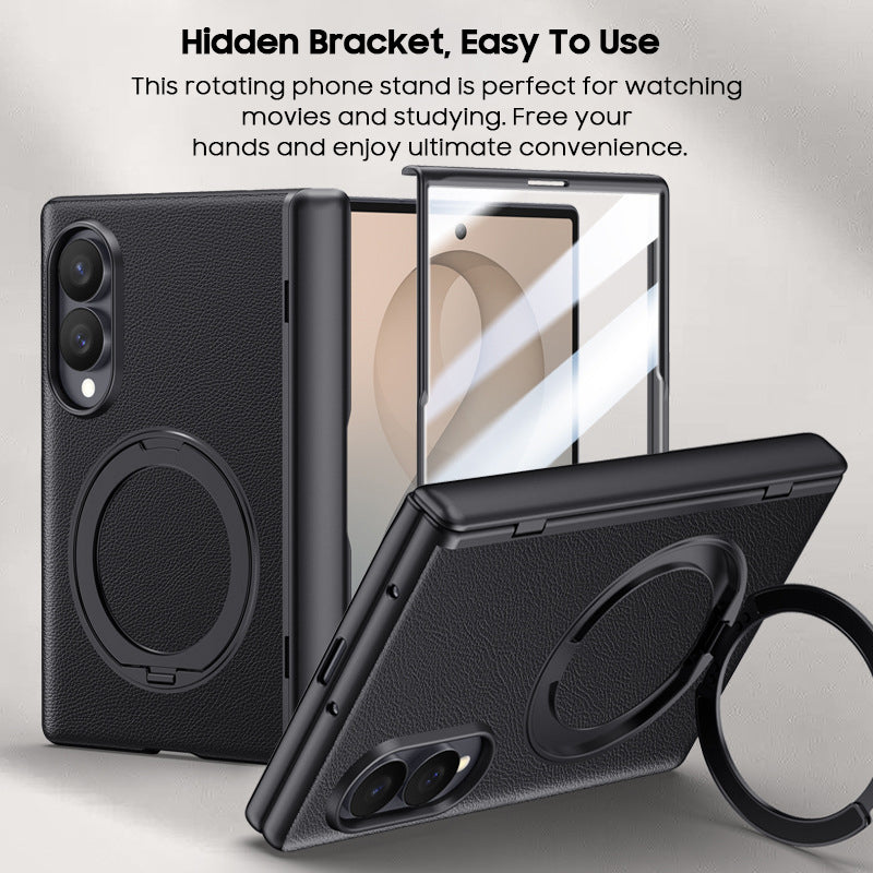 Premium Leather Cover with Magnetic Ring Kickstand