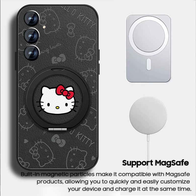 Hello Kitty Rotating Bracket Leather Case with Lanyard