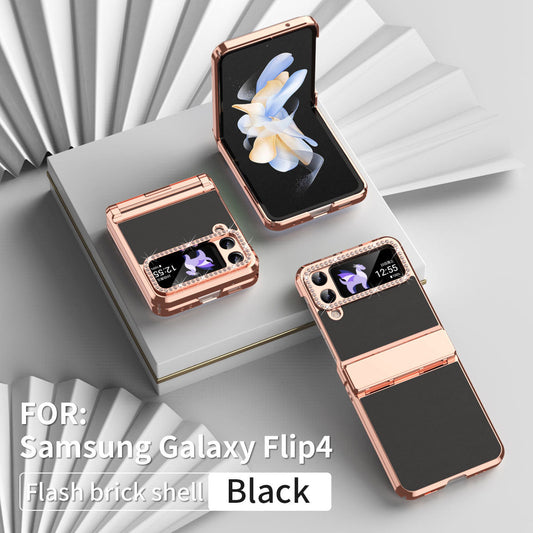 Serie Samsung | Funda con bisagras de cuero tipo diamante para Galaxy Z Flip Series 