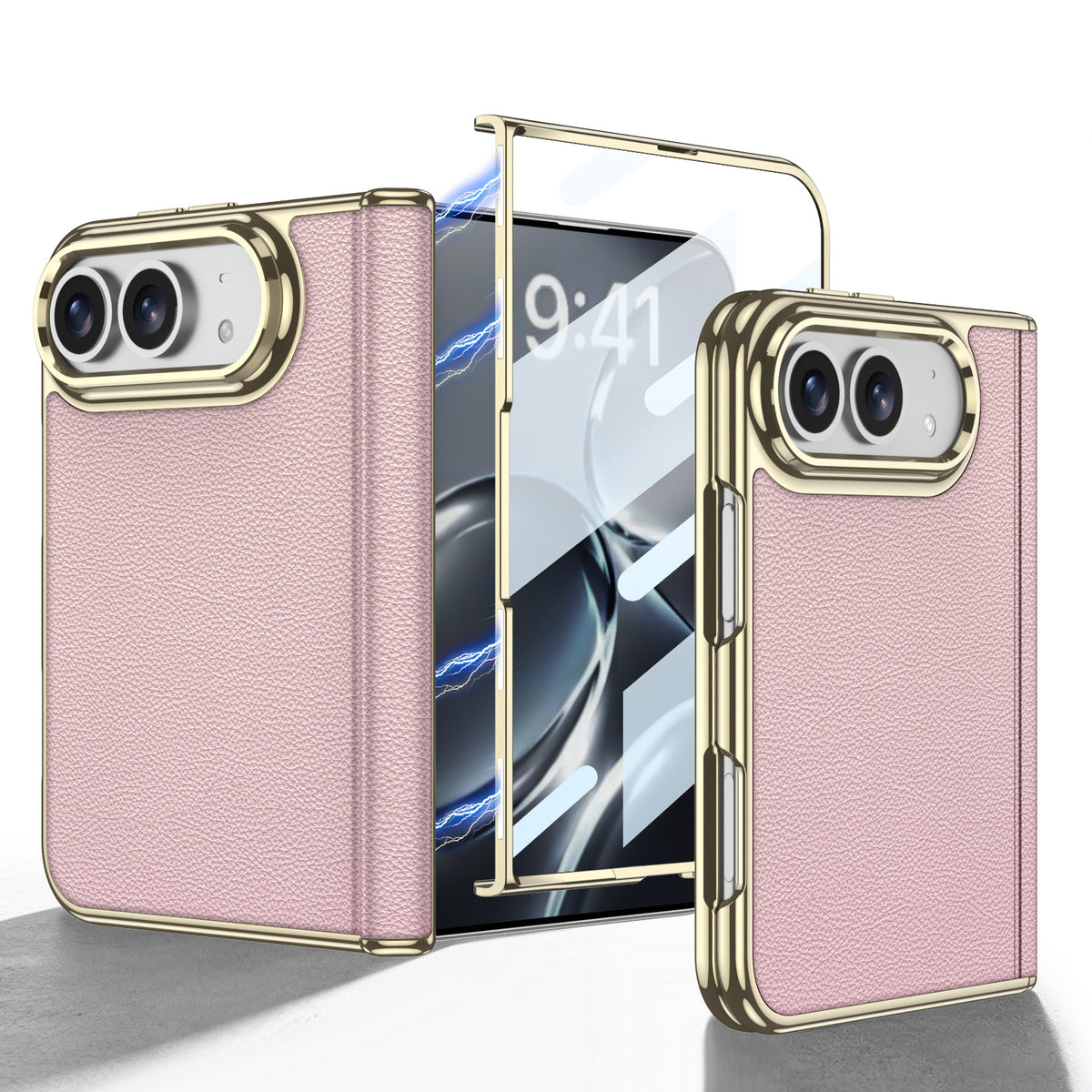 Electroplated Gold-Edged Leather Case