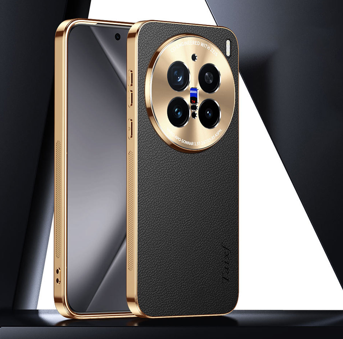 Electroplated Gold-Edged Leather Case