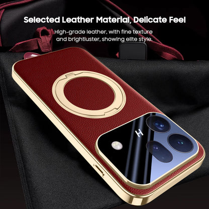 Rotating Ring Leather Case with MagSafe