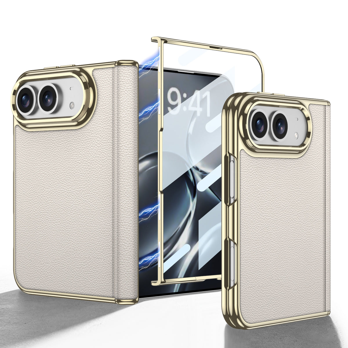 Electroplated Gold-Edged Leather Case