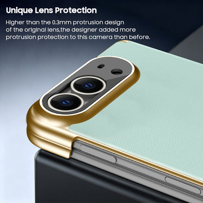 Full-Coverage Hinged Protective Electroplated Leather Case