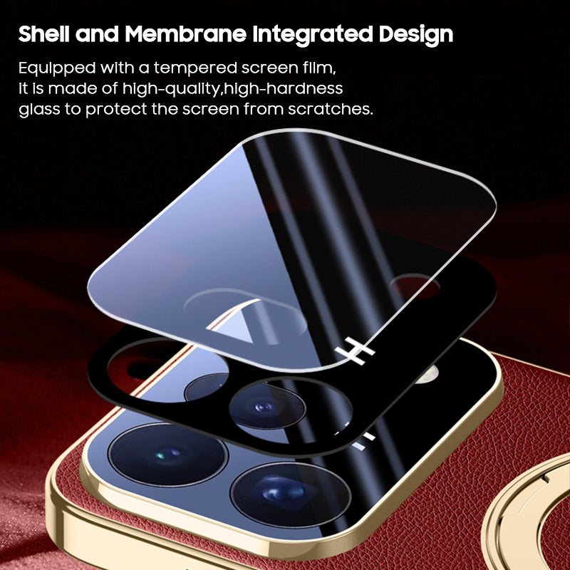 Rotating Ring Leather Case with MagSafe