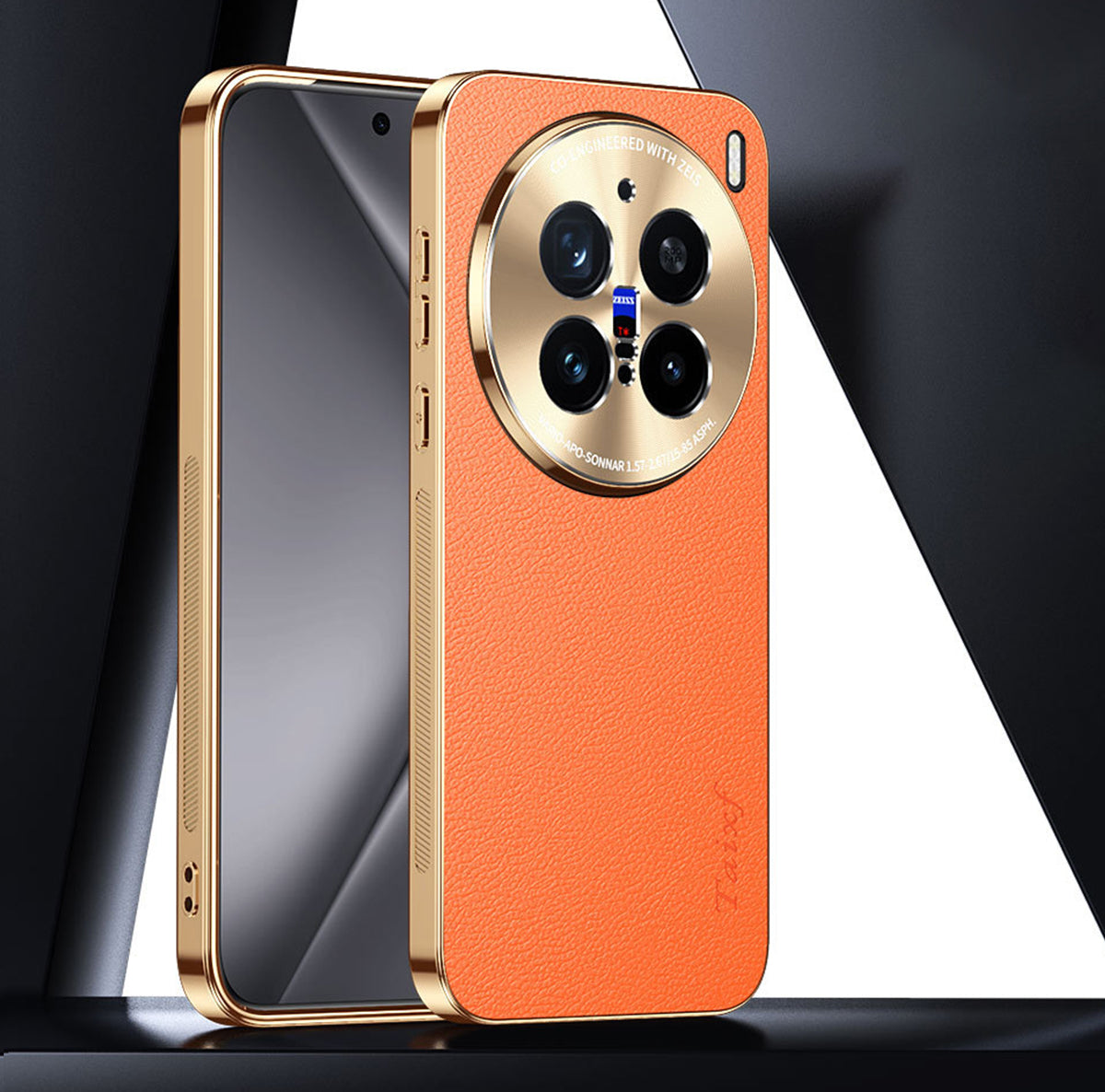 Electroplated Gold-Edged Leather Case