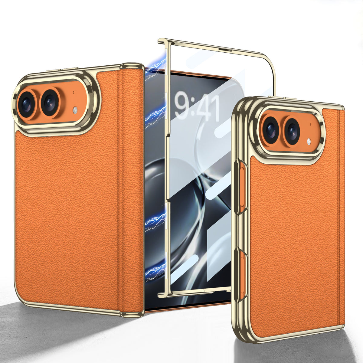 Electroplated Gold-Edged Leather Case