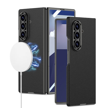 Electroplated Gold-Edged Leather Case with MagSafe