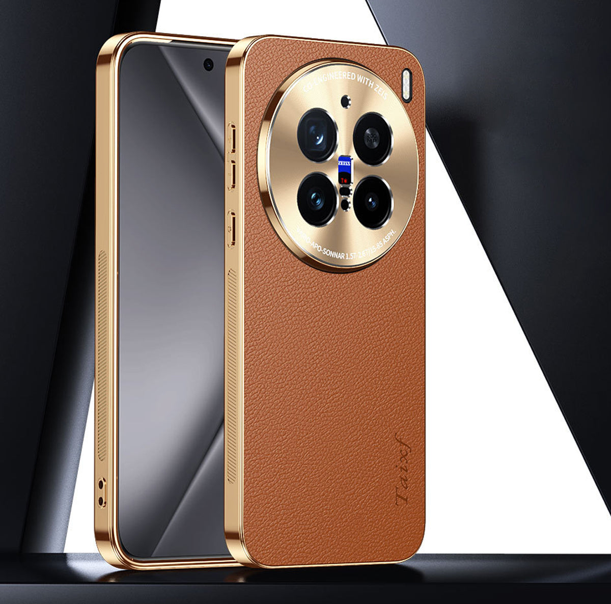 Electroplated Gold-Edged Leather Case
