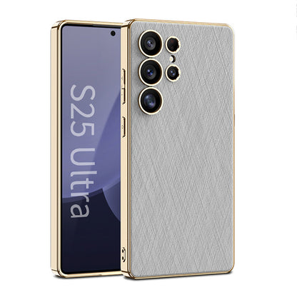 Luxurious Gold Filigree Silver Brocade Holder Leather Case