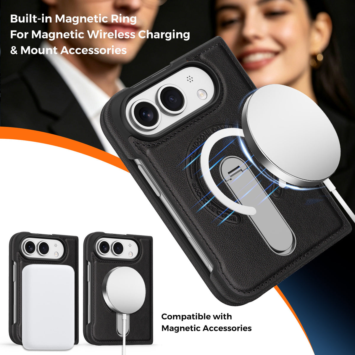 Folding Stand Business Leather Case