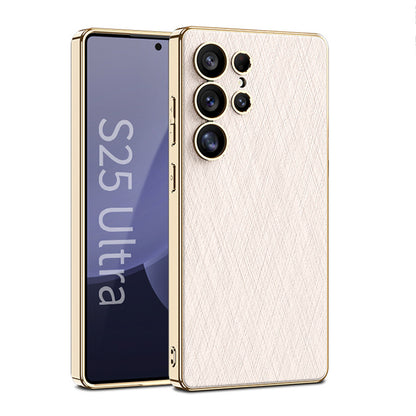 Luxurious Gold Filigree Silver Brocade Holder Leather Case