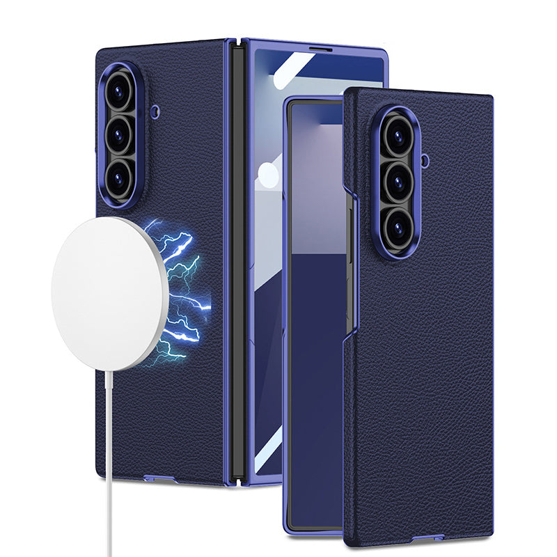 Electroplated Gold-Edged Leather Case with MagSafe