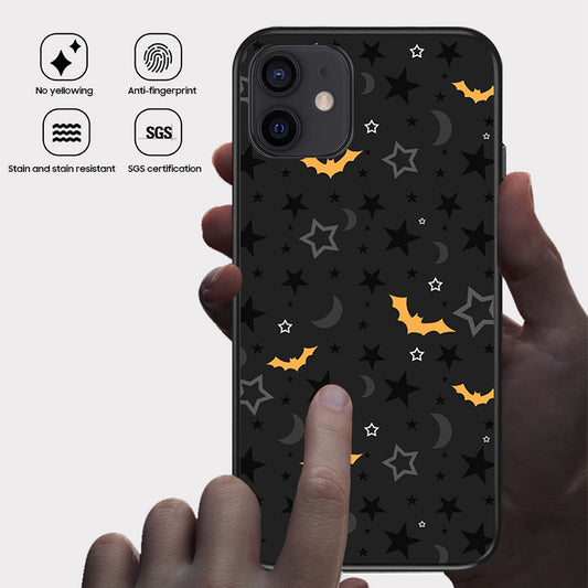 Halloween Series | iPhone Liquid Silicone Painted Soft Case - Star & Bat