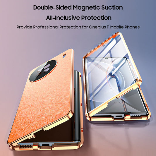 Serie OnePlus | Funda de cuero para teléfono con soporte magnético reversible 