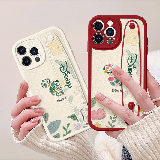 Serie de iPhone | Funda para teléfono con soporte para pulsera de Disney y flores