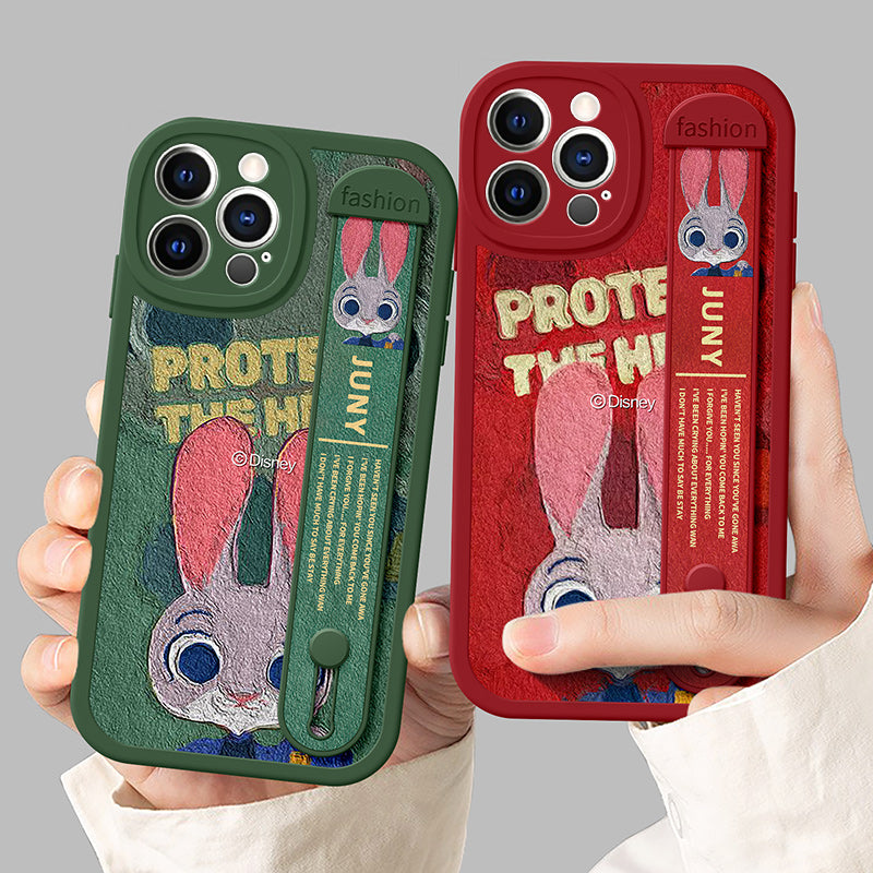 Serie de iPhone | Funda para teléfono con soporte para pulsera de piel de cordero Zootopia