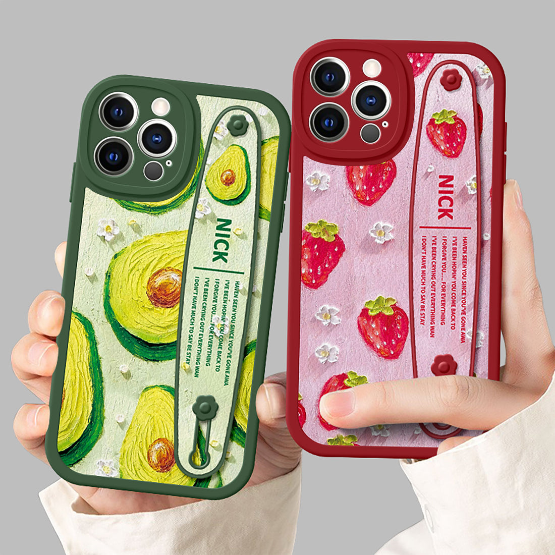 Serie de iPhone | Funda para teléfono con soporte para pulsera de piel de cordero fresca de verano