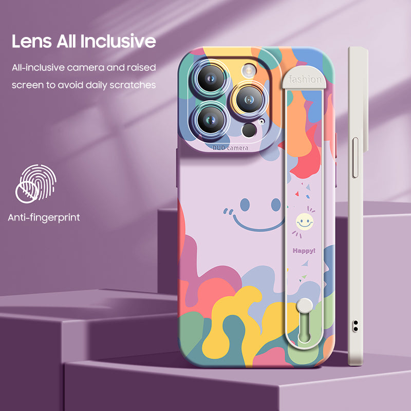 iPhone Series | Smiley Watercolor Liquid Silicone Wristband Phone Case