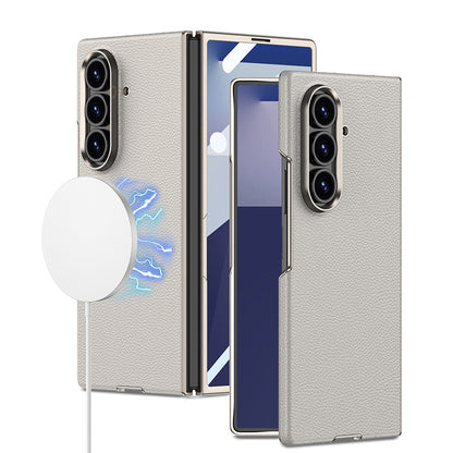 Electroplated Gold-Edged Leather Case with MagSafe