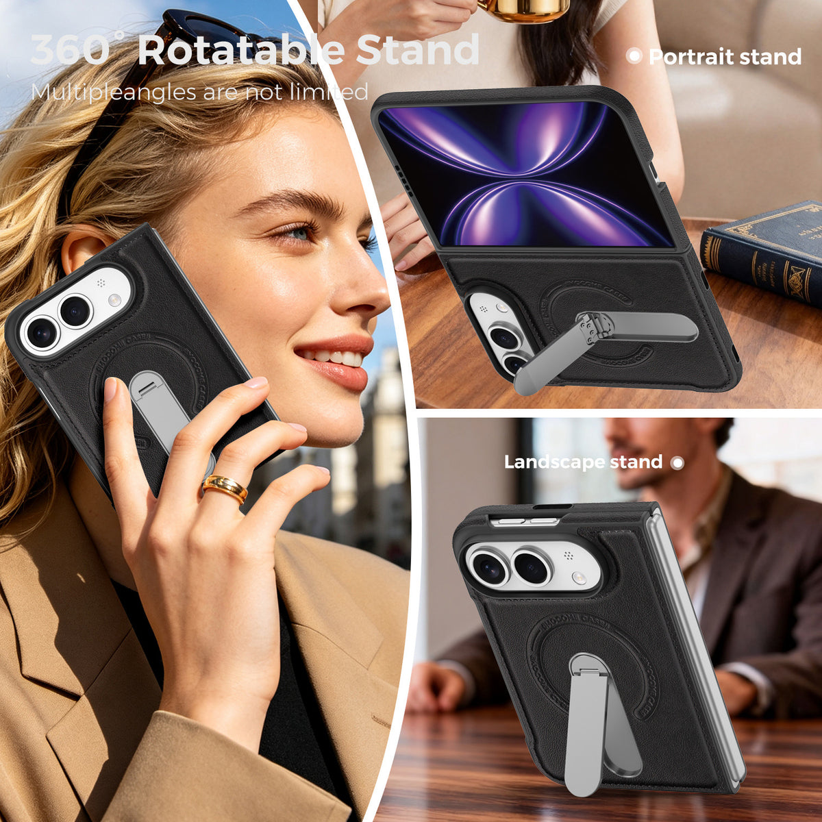 Folding Stand Business Leather Case