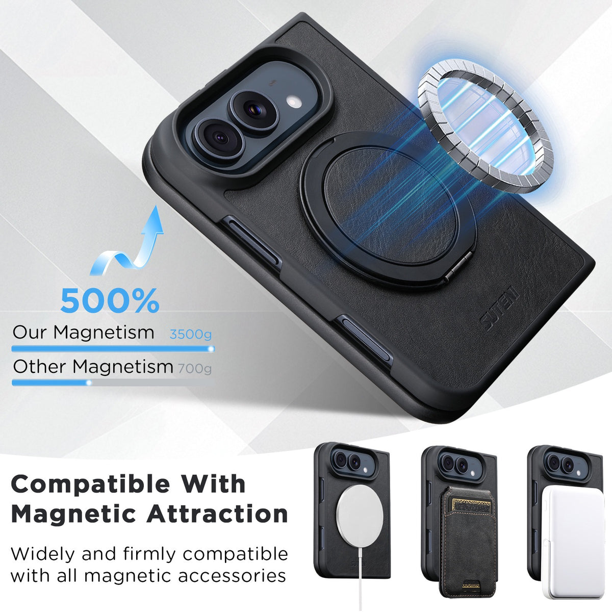 360° Rotating Kickstand Leather Case with MagSafe