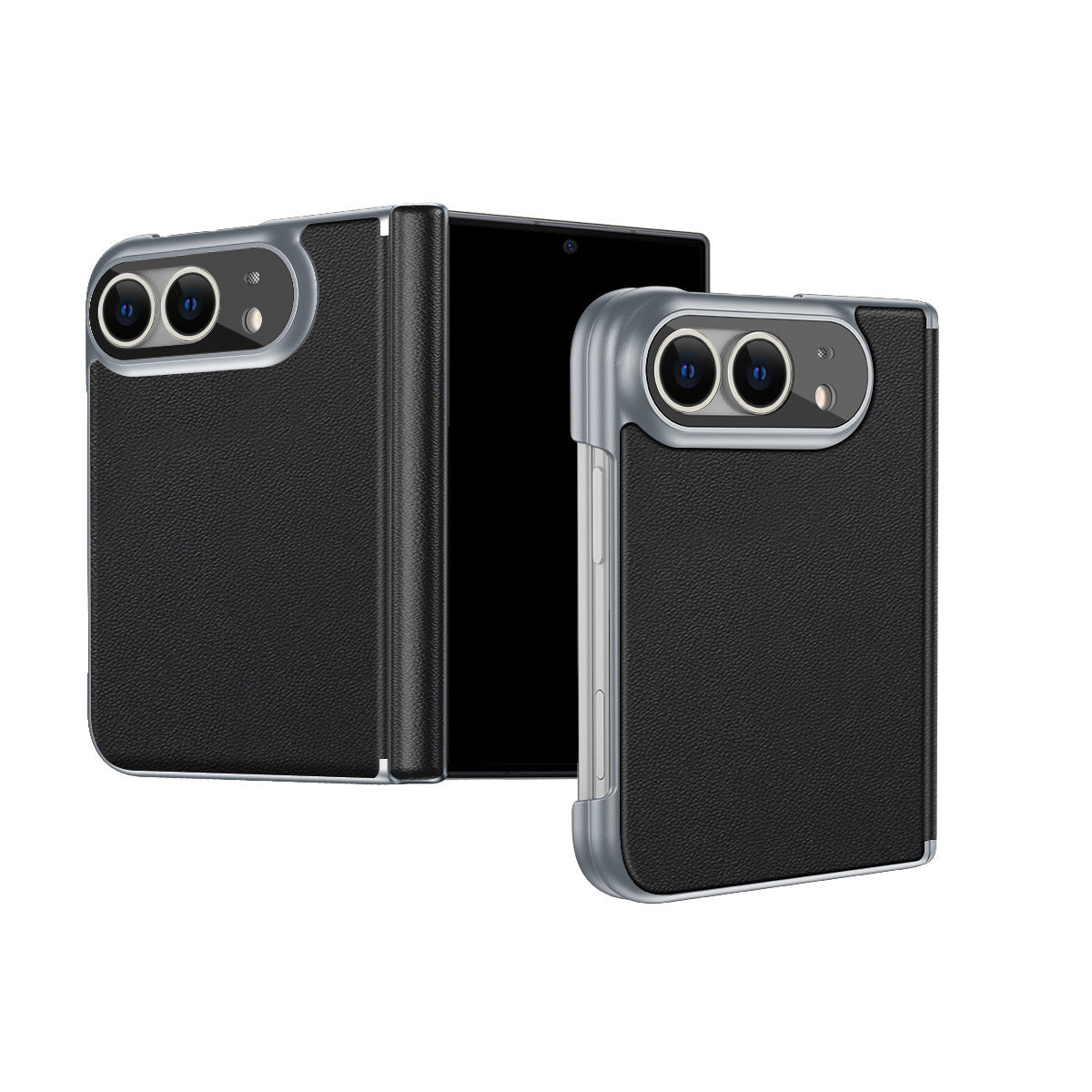 Full-Coverage Hinged Protective Electroplated Leather Case