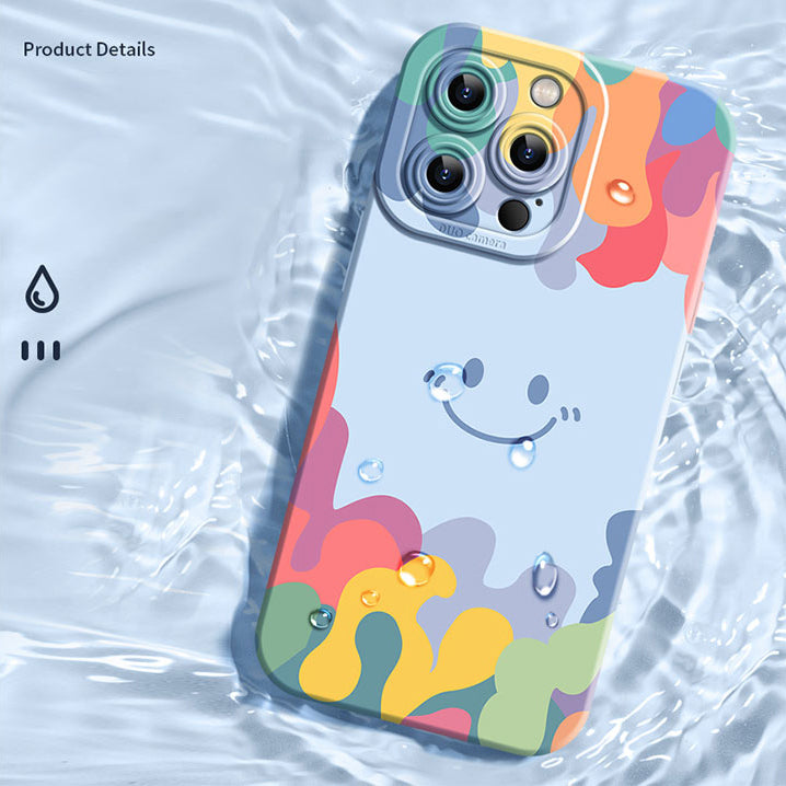 Serie de iPhone | Funda de silicona para teléfono con cara sonriente de acuarela 