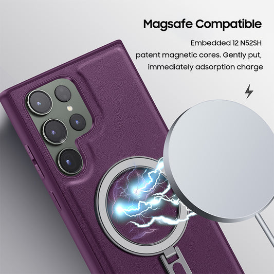 Serie Samsung Magsafe | Funda de teléfono de cuero con soporte plegable 