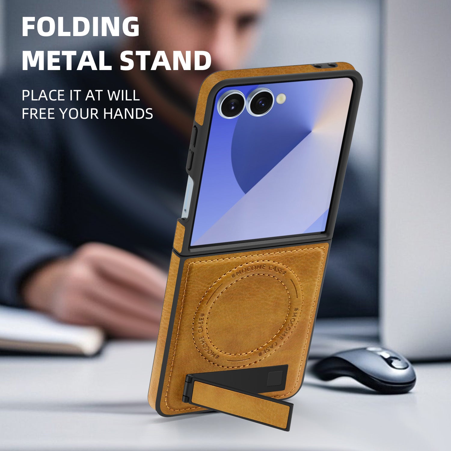 Business kickstand Leather Case with MagSafe