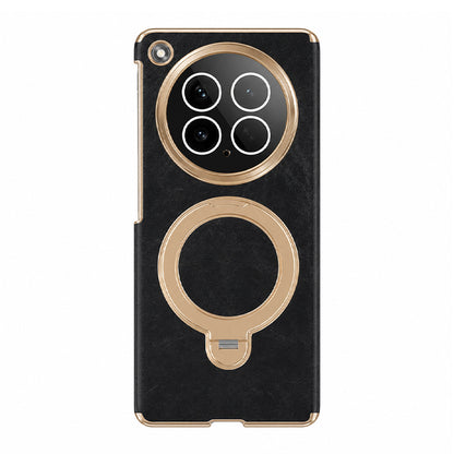 Oil-Waxed Leather Rotating Bracket Case with MagSafe