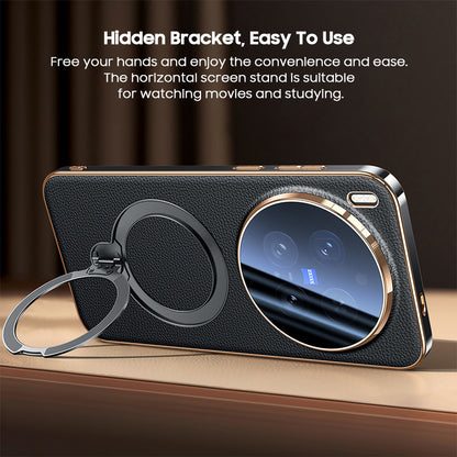 Rotating Ring Leather Case with MagSafe