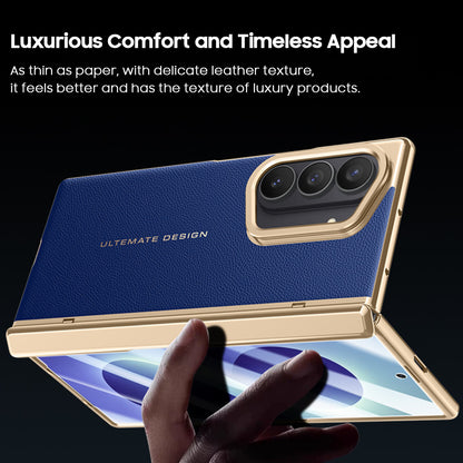 Lens Holder Electroplated Gold Edge Leather Case