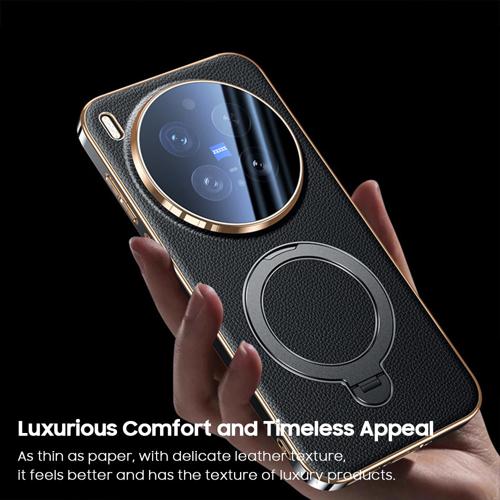 Rotating Ring Leather Case with MagSafe