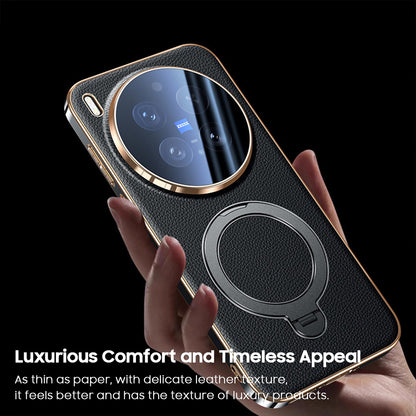 Rotating Ring Leather Case with MagSafe