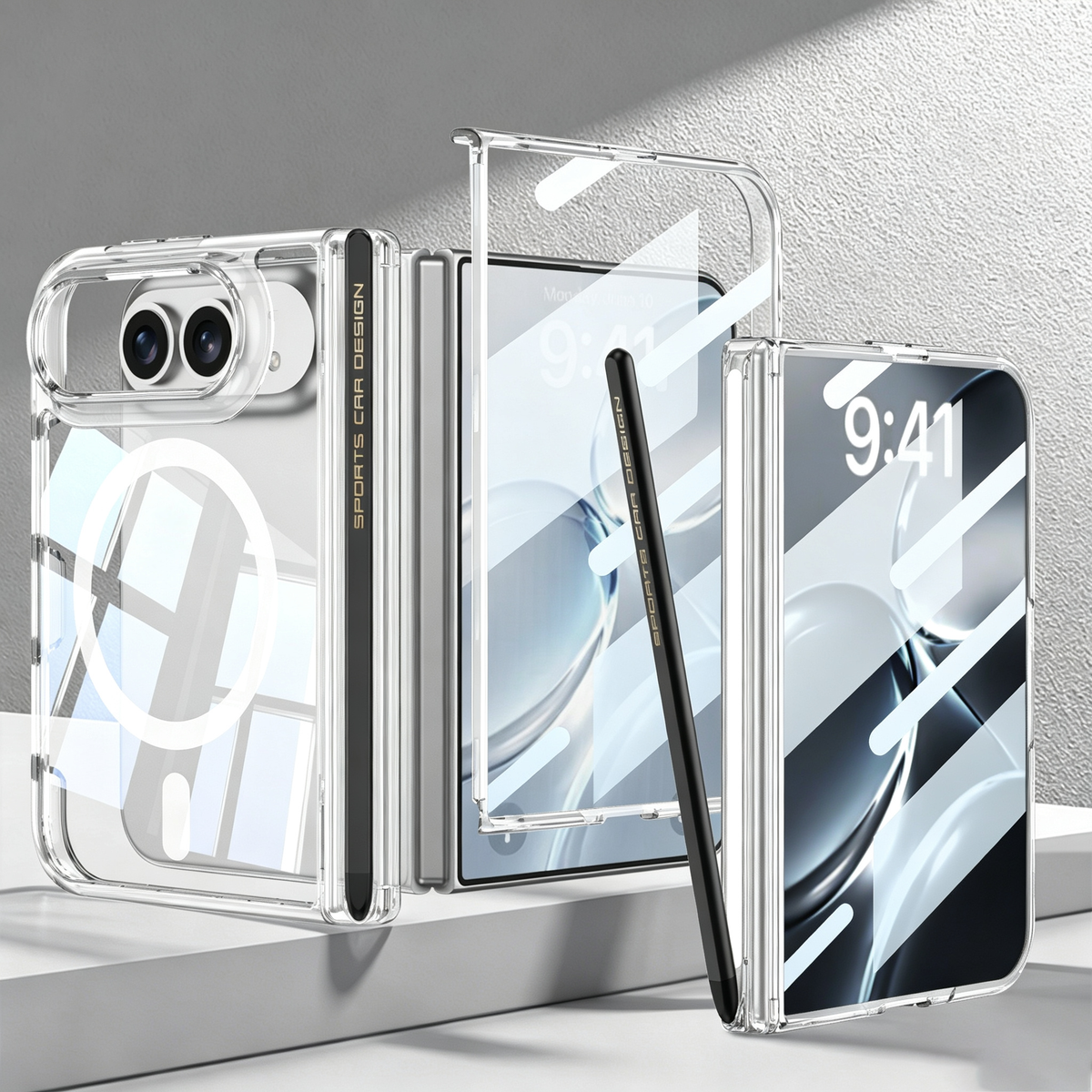 Clear Magnetic Hinge Case For S Pen Slot