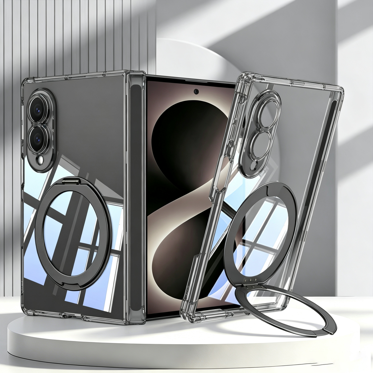 360° Rotating Kickstand Clear Case