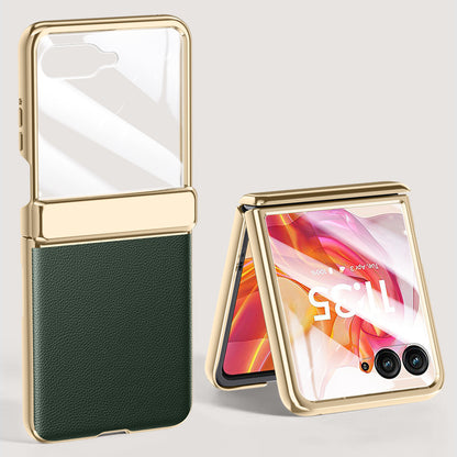 Electroplated Gold-Rimmed Folding Leather Case