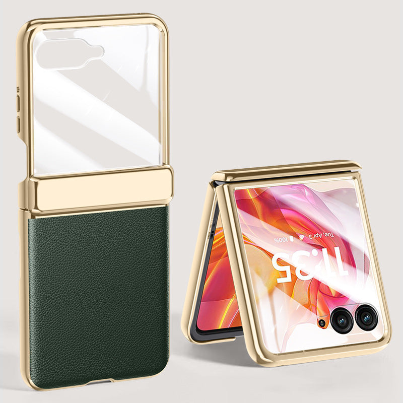 Electroplated Gold-Rimmed Folding Leather Case