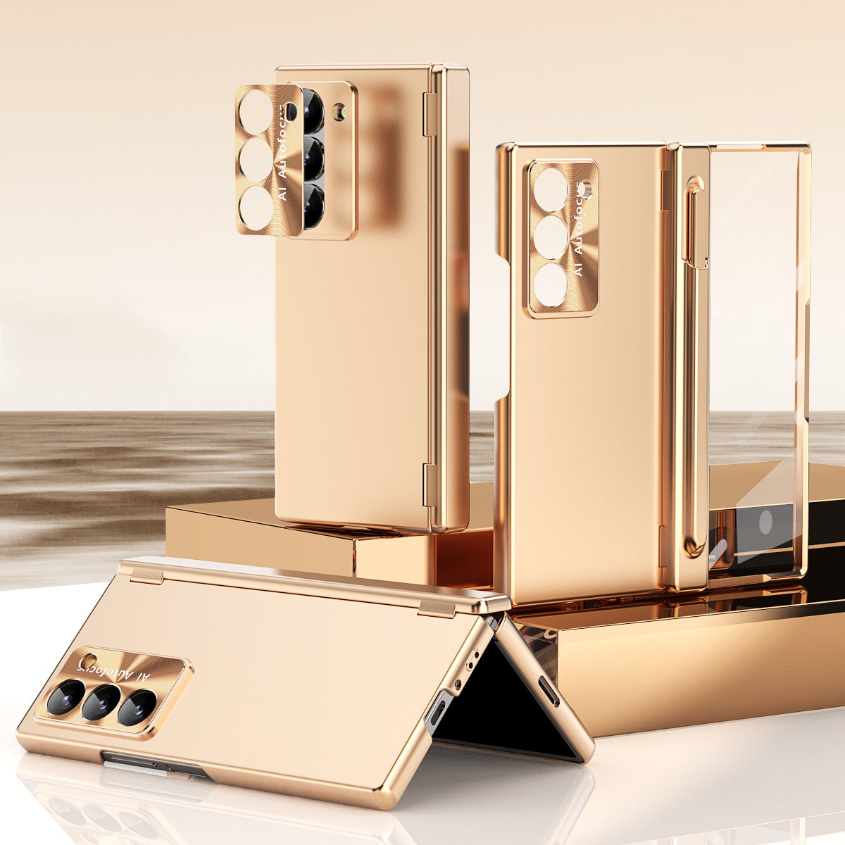 Solid Color Matte Hinged Case with Pen Slot