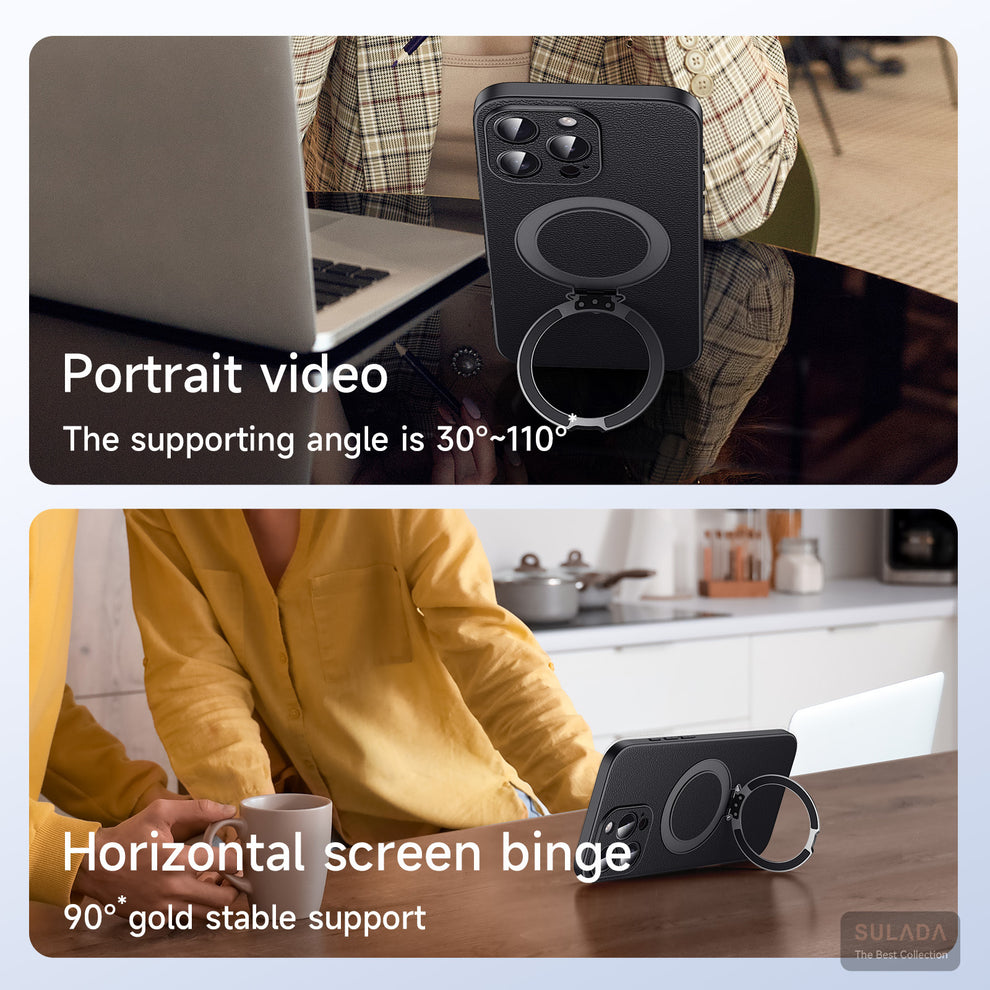 iPhone MagSafe Series Genuine Leather Holder Mobile Phone Case